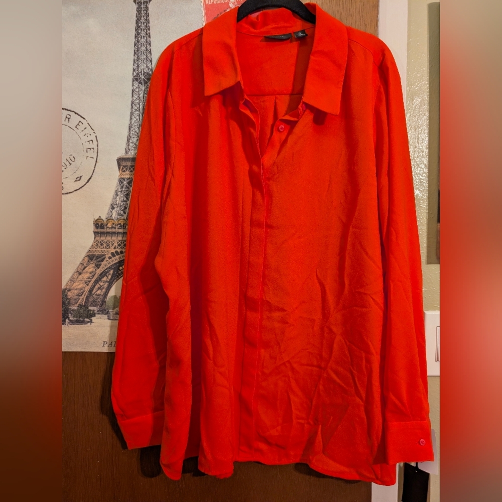 Halogen Bright Red Casual Button Down Shirt